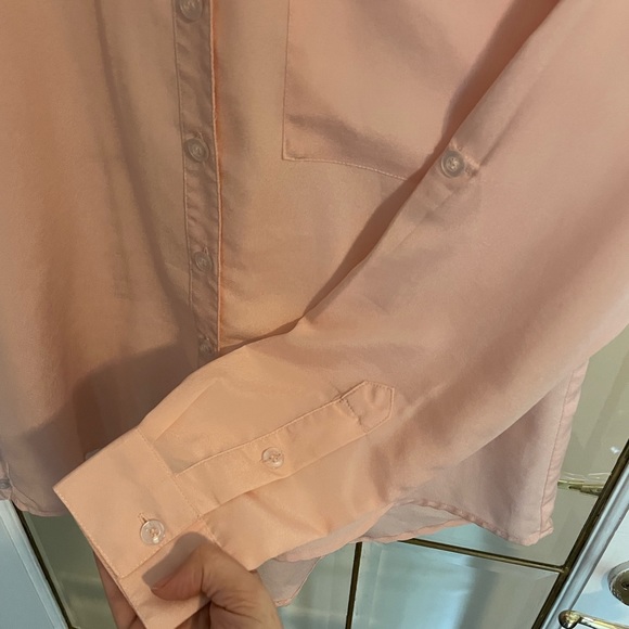 Women’s Sheer blush button up blouse - Picture 4 of 5